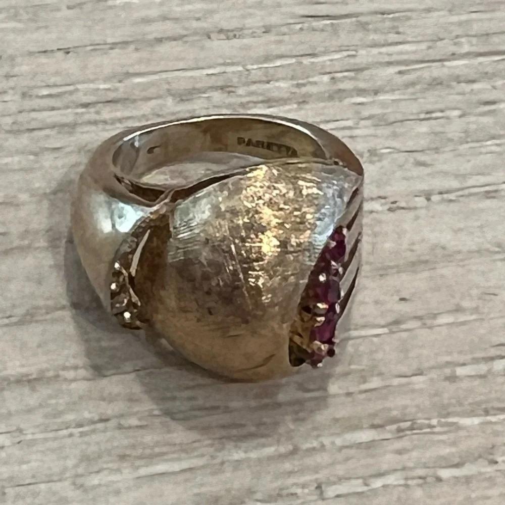 Vintage authentic Panetta Ruby and Diamond 1970s gold ring